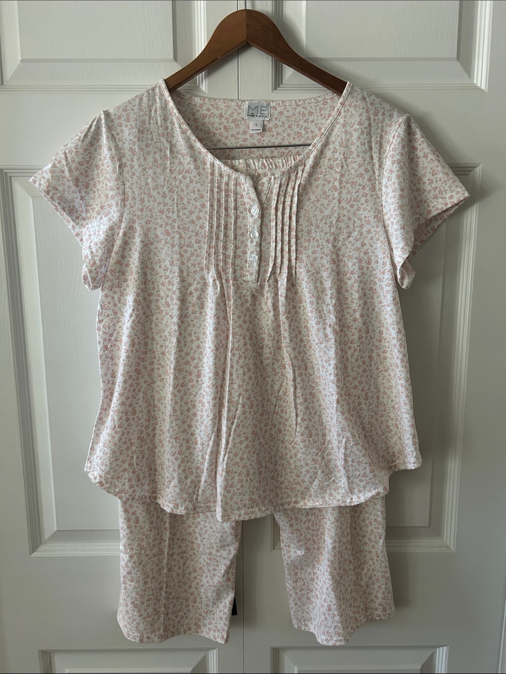 Miss Elaine Short Sleeve Capri Pajama Set Sz L